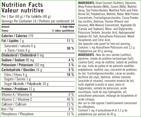 Herbalife Protein Bar Label